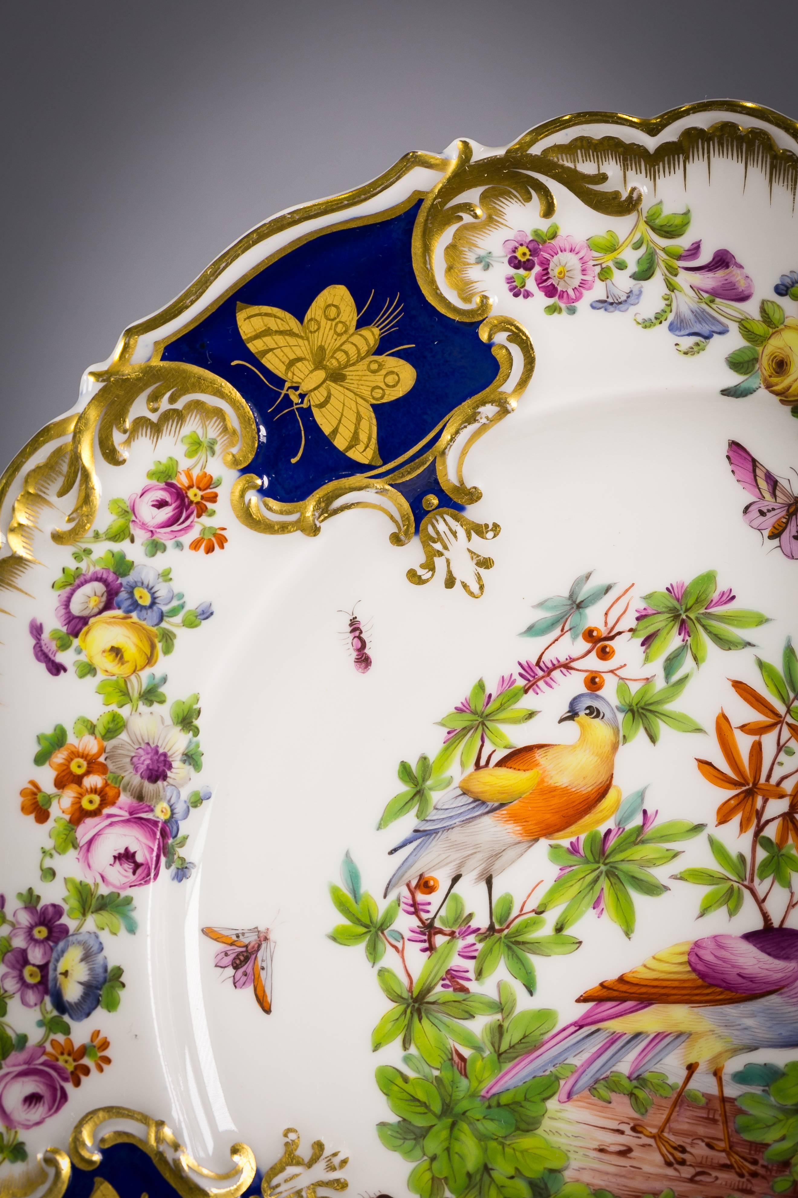 Set di 12 piatti di porcellana inglese, Coalbrookdale, circa 1850.