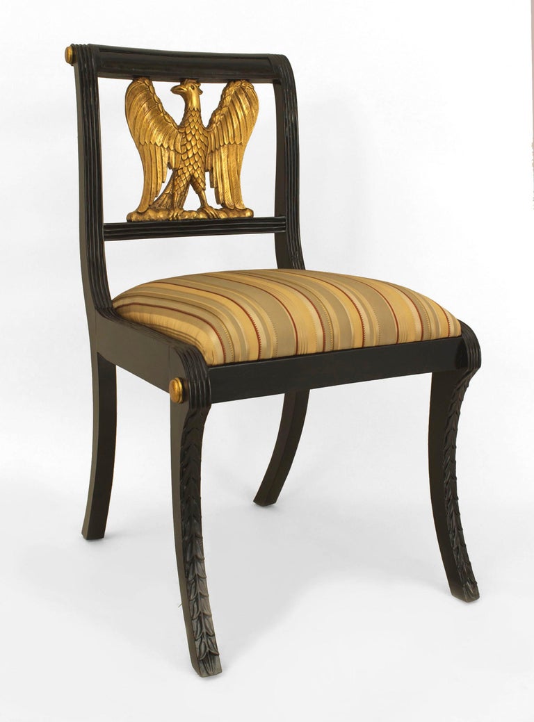 Set of 12 American Federal Gilt Eagle Side Chairs In Good Condition For Sale In New York, NY