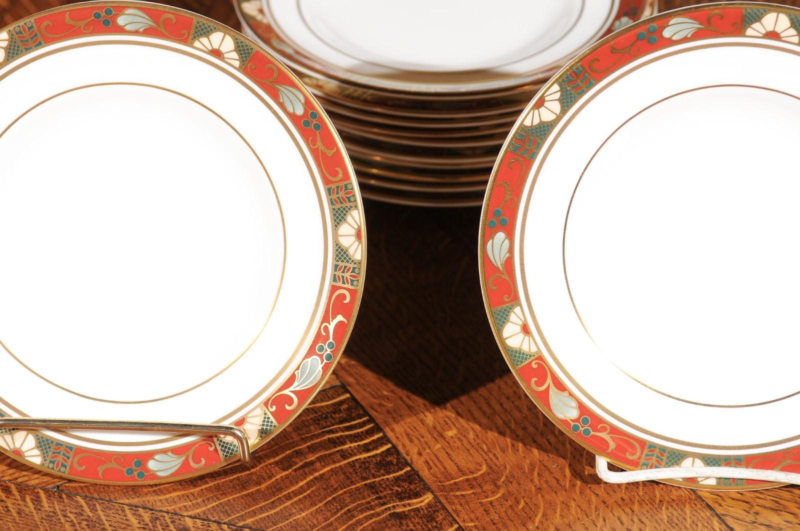 Set of 12 English Royal Crown Derby Porcelain Cloisonné Pattern Salad Plates 4