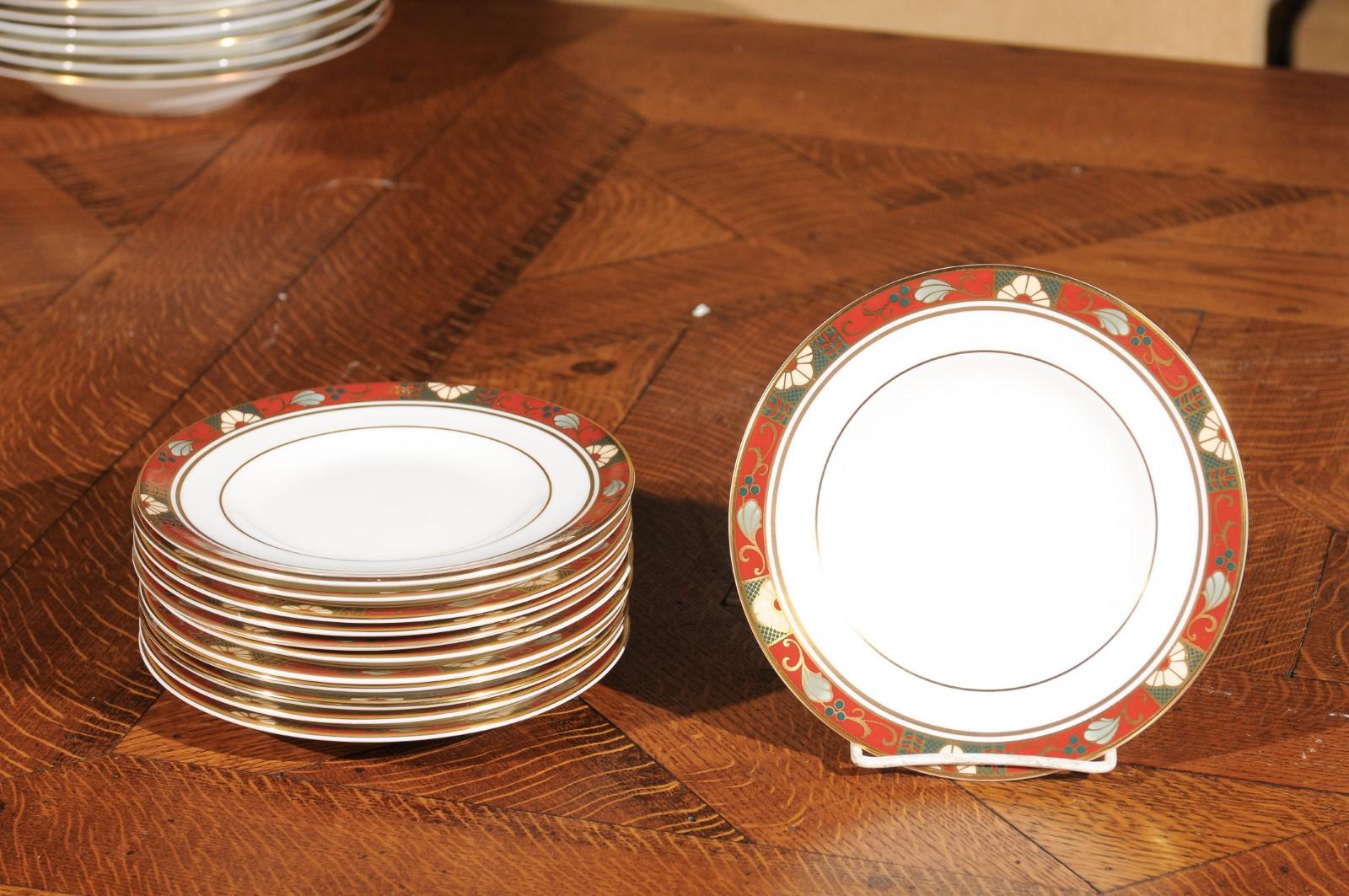 20th Century Set of 12 English Royal Crown Derby Porcelain Cloisonné Pattern Salad Plates