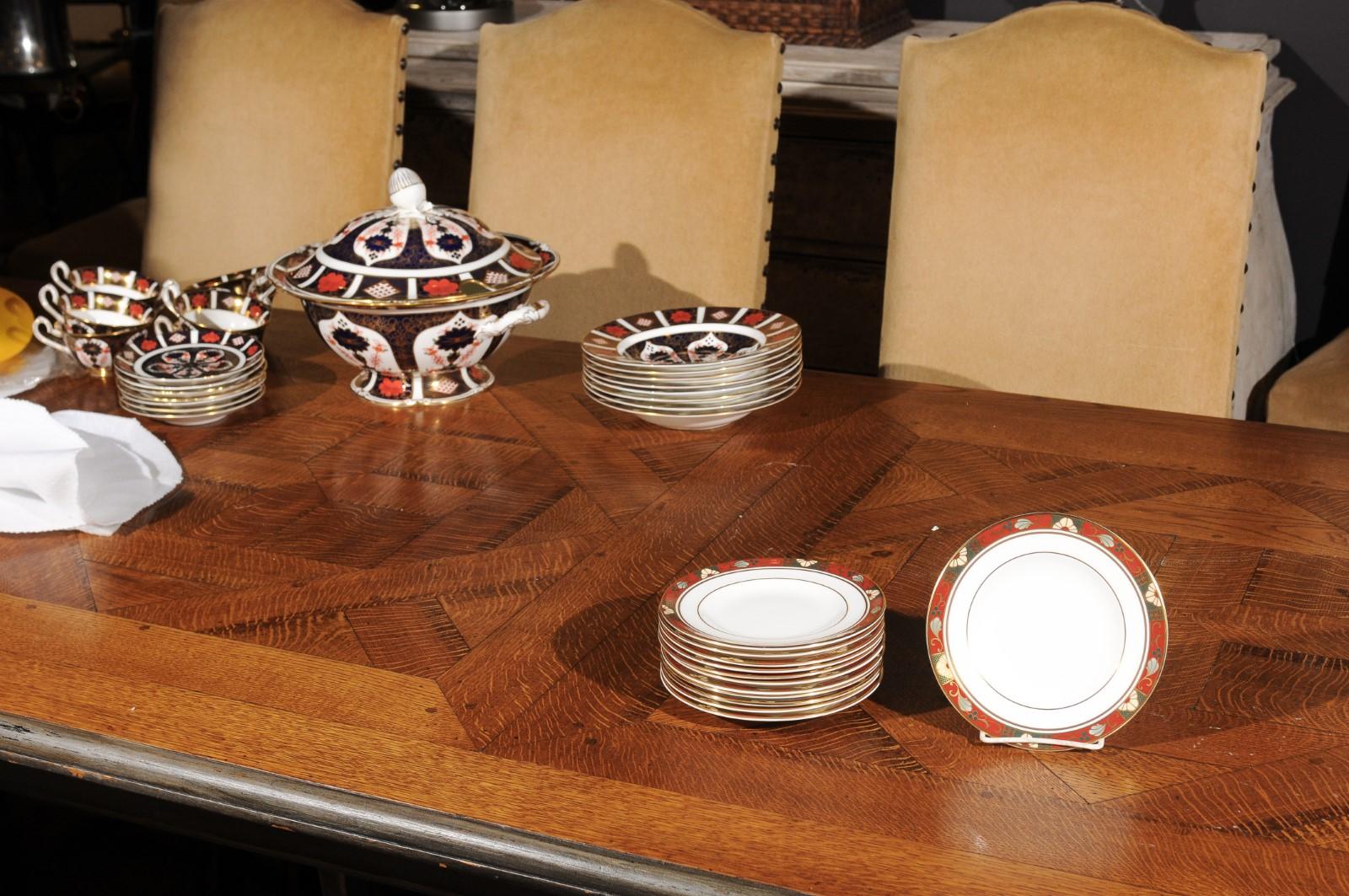 Set of 12 English Royal Crown Derby Porcelain Cloisonné Pattern Salad Plates 1