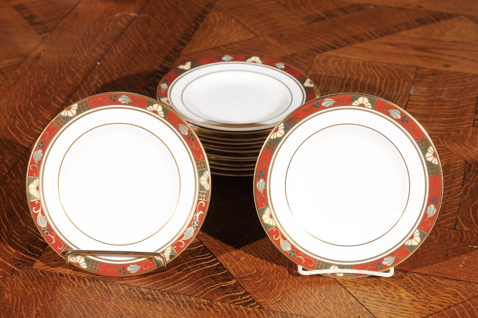 Set of 12 English Royal Crown Derby Porcelain Cloisonné Pattern Salad Plates 2