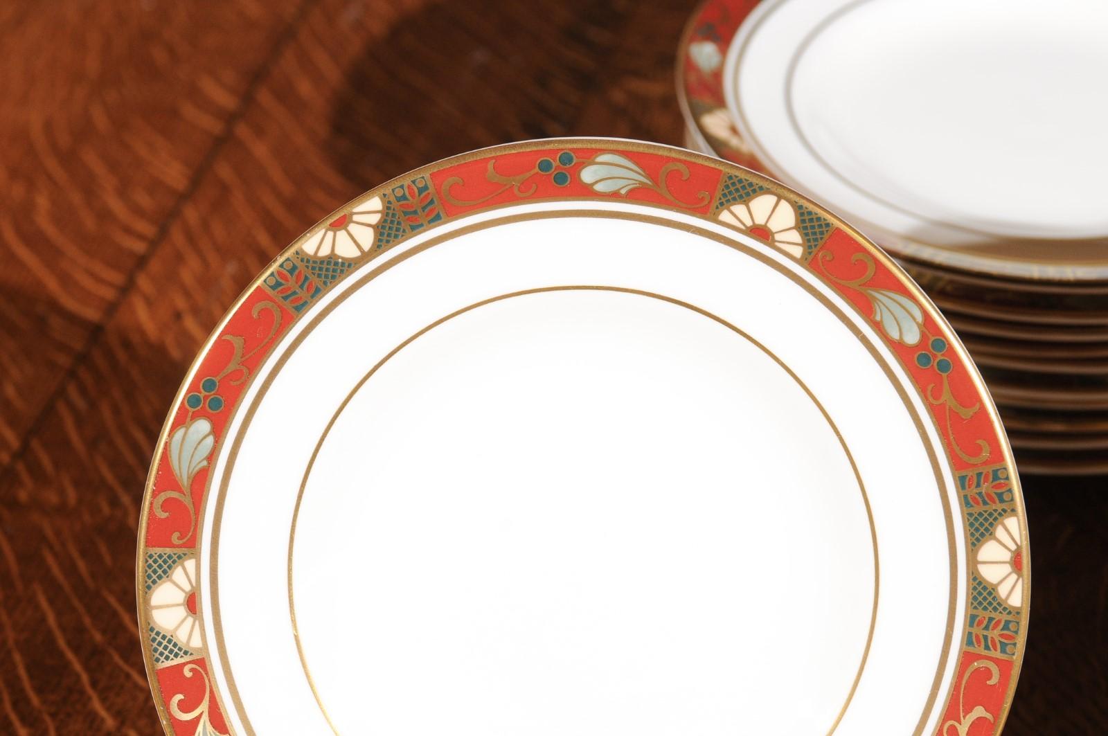 Set of 12 English Royal Crown Derby Porcelain Cloisonné Pattern Salad Plates 3