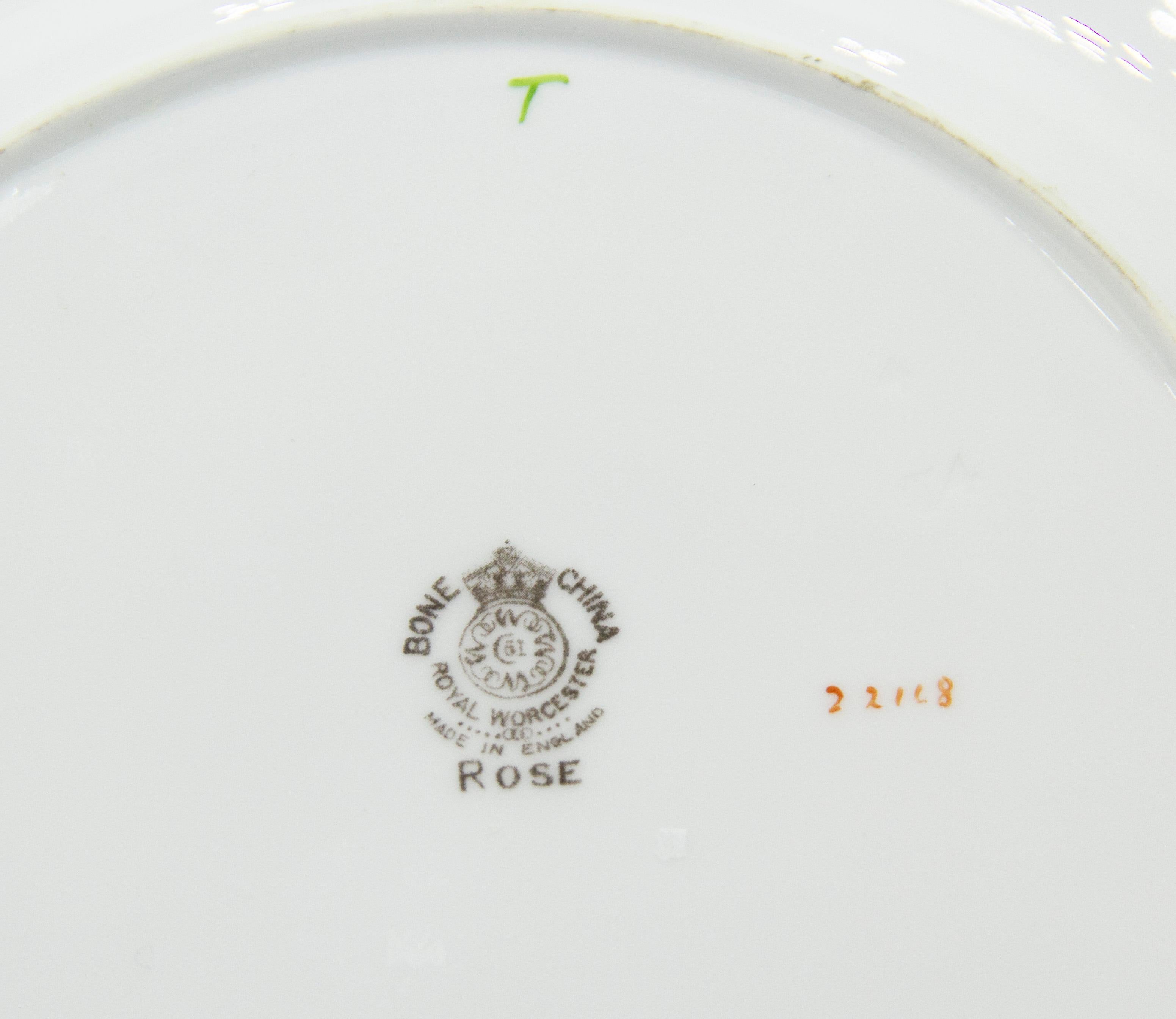 Juego de 12 Platos Worcester Florales Ingleses Victorianos en venta 5