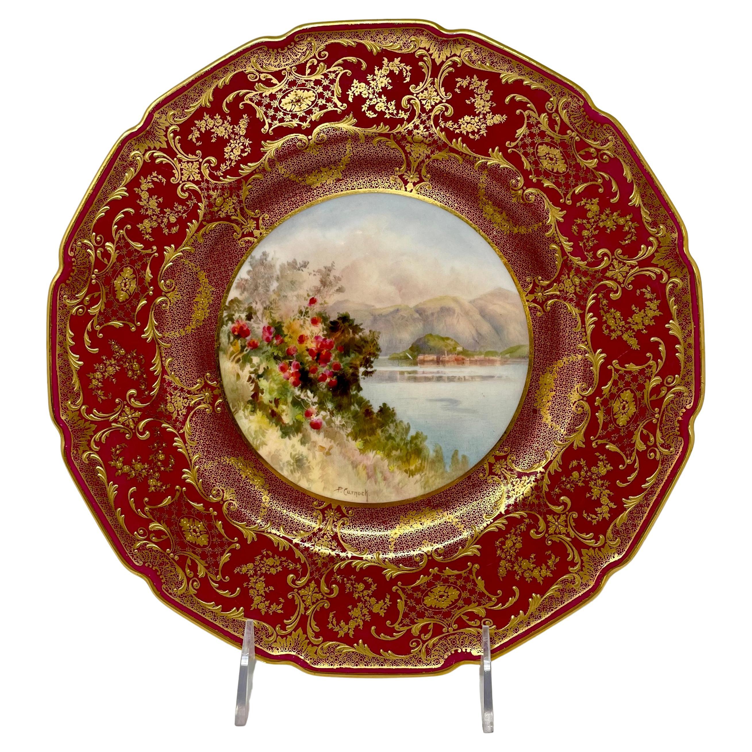 Inglese Set di 12 portavasi di porcellana Royal Doulton inglese degli anni '30 in oro e rosso in vendita