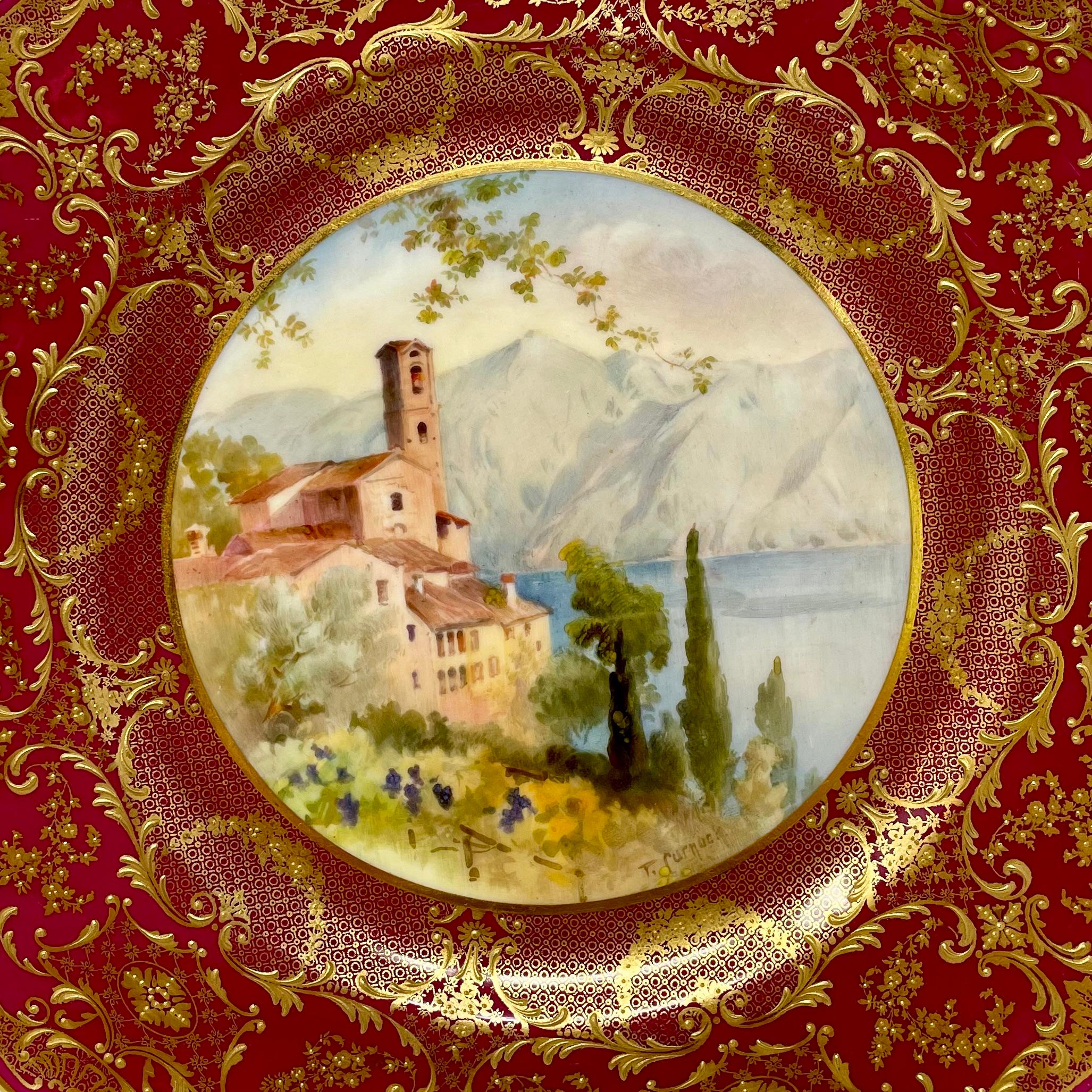 XX secolo Set di 12 portavasi di porcellana Royal Doulton inglese degli anni '30 in oro e rosso in vendita