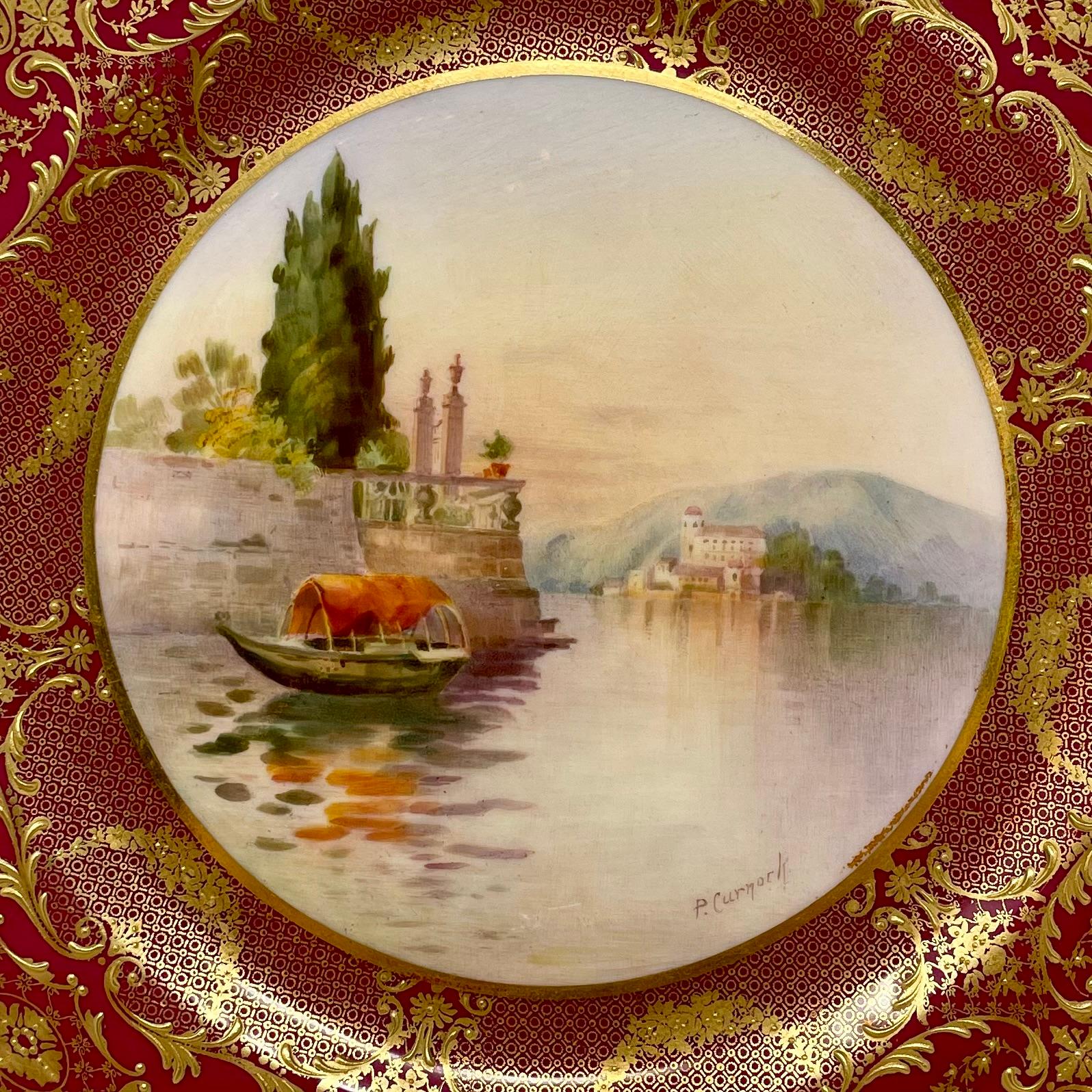 Set di 12 portavasi di porcellana Royal Doulton inglese degli anni '30 in oro e rosso in vendita 1