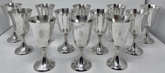 Ensemble de 12 pièces de Frank Whiting Co., société américaine de succession Gobelets à eau et à vin argent sterling
