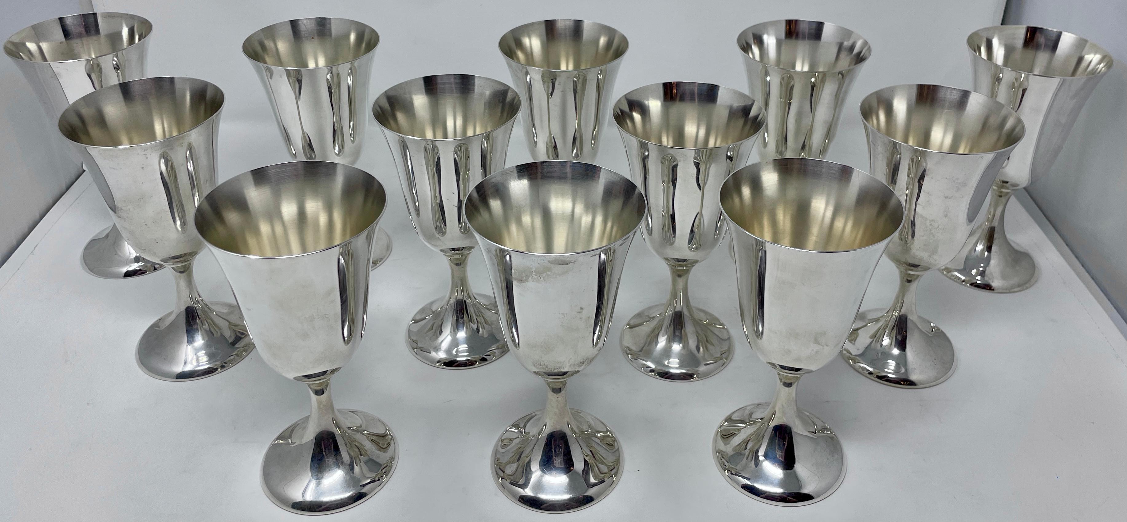Set of 12 Estate American Frank Whiting Co. Sterling Silver Water / Wine Goblets In Good Condition In New Orleans, LA