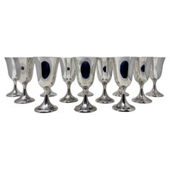 Set von 12 Nachlass Amerikanische Frank Whiting Co. Wasser- und Weinkelche aus Sterlingsilber