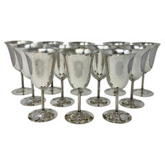 Set of 12 Estate American "International Silver Co" Sterling Silver Wine Goblets