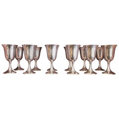 Set of 12 Estate American Sterling Silver Water Goblets, circa 1950