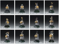 22 Sterling Silver Jade Stand Set of 12 Figurines