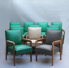 Ensemble de 12 fauteuils en chêne des années 1950 de Marcel Gascoin