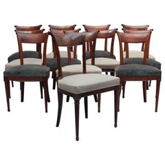Set of 12 Fine French Art Deco Mahogany Dining Chairs