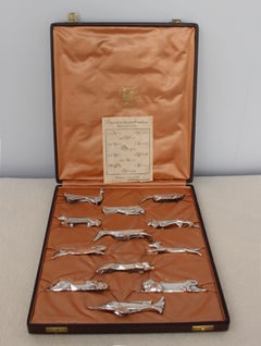 Set di 12 poggiacoltelli "Gallia" in stile Art Déco francese placcato in argento di Christofle