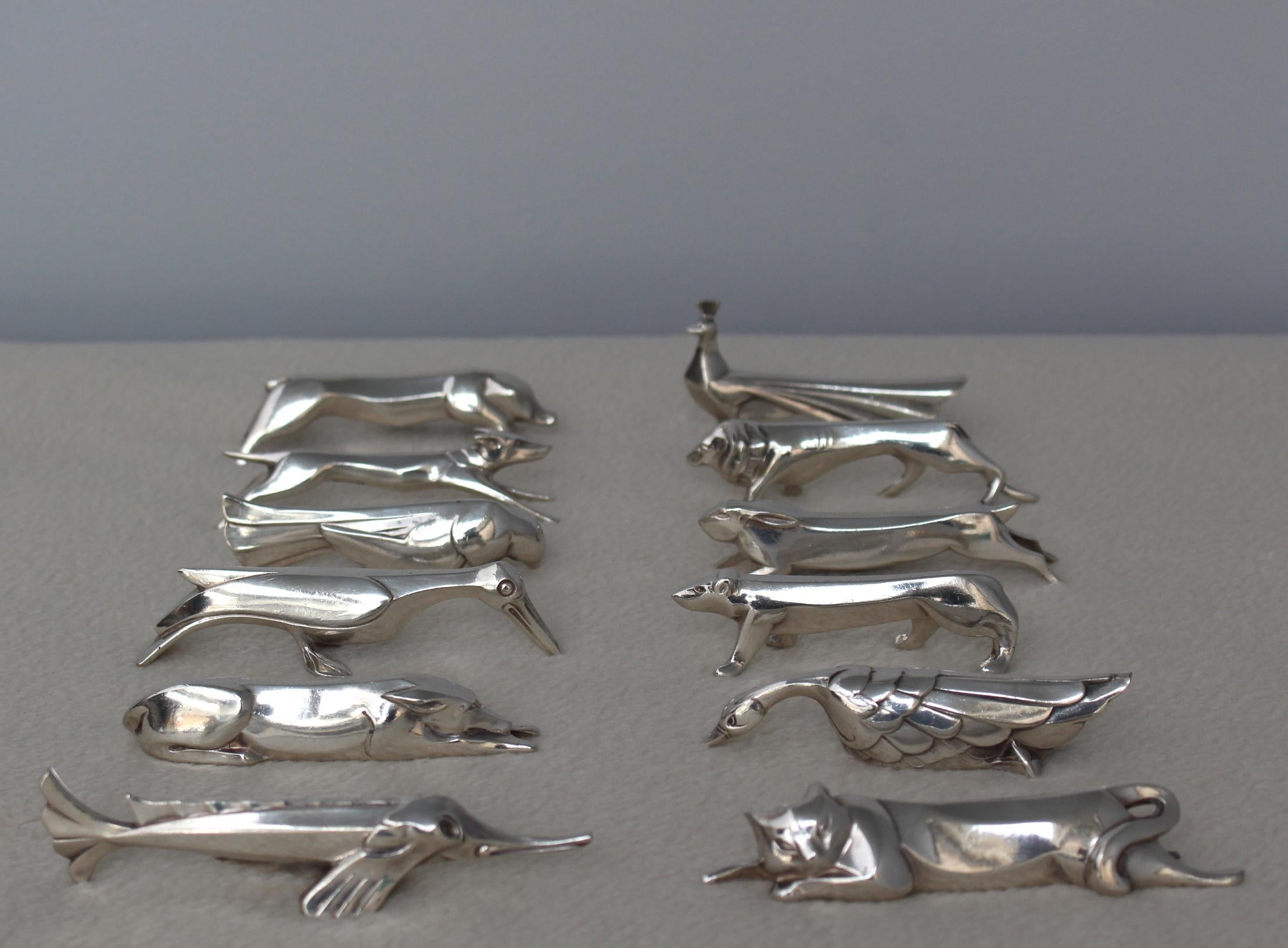 Set of 12 Fine French Art Deco Silver plated 