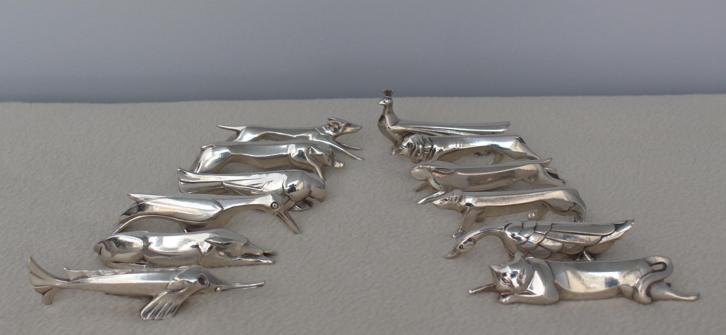 Mid-20th Century Set of 12 Fine French Art Deco Silver plated 