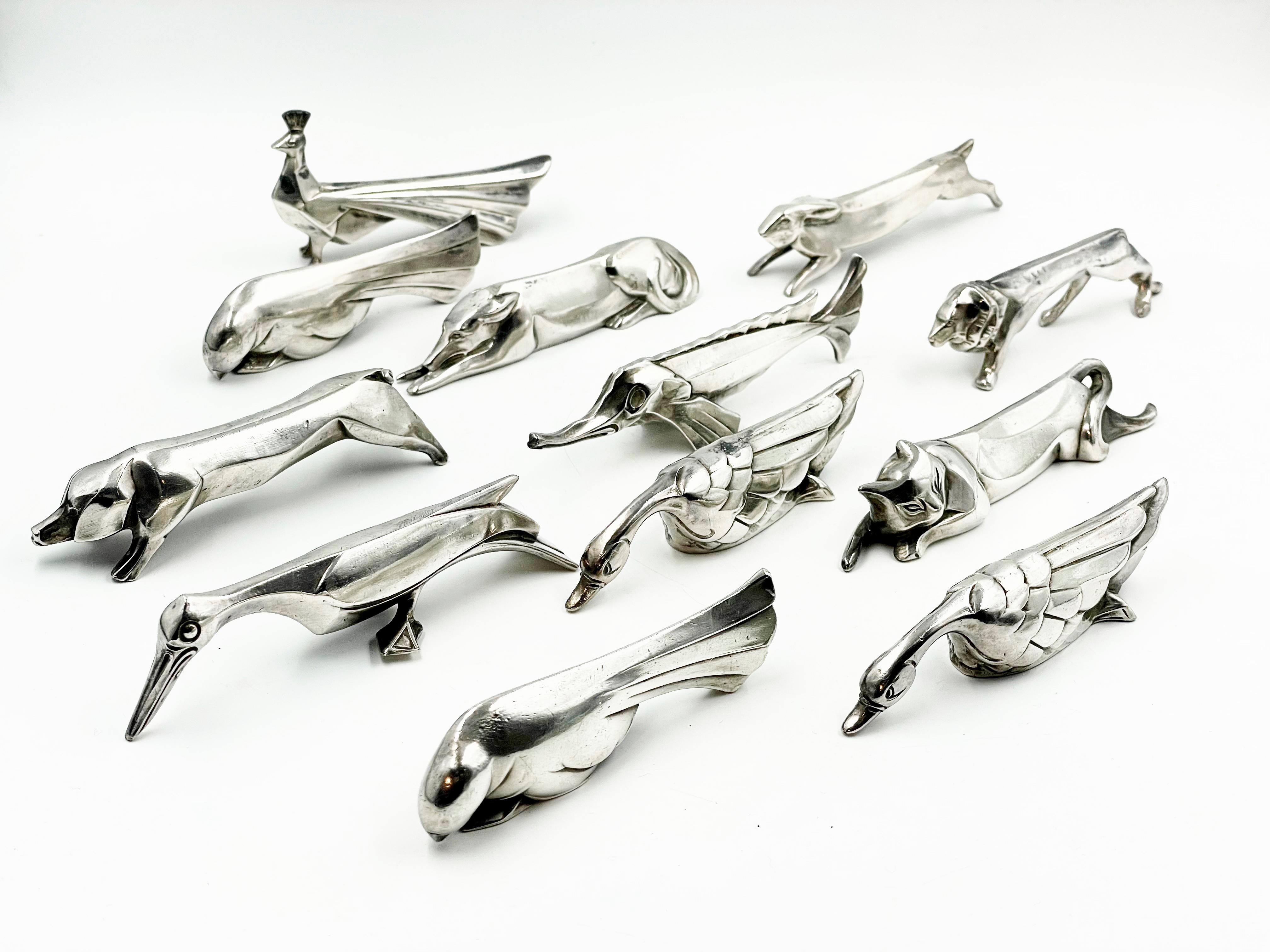 Mid-20th Century Set of 12 Fine French Art Deco Silver plated 