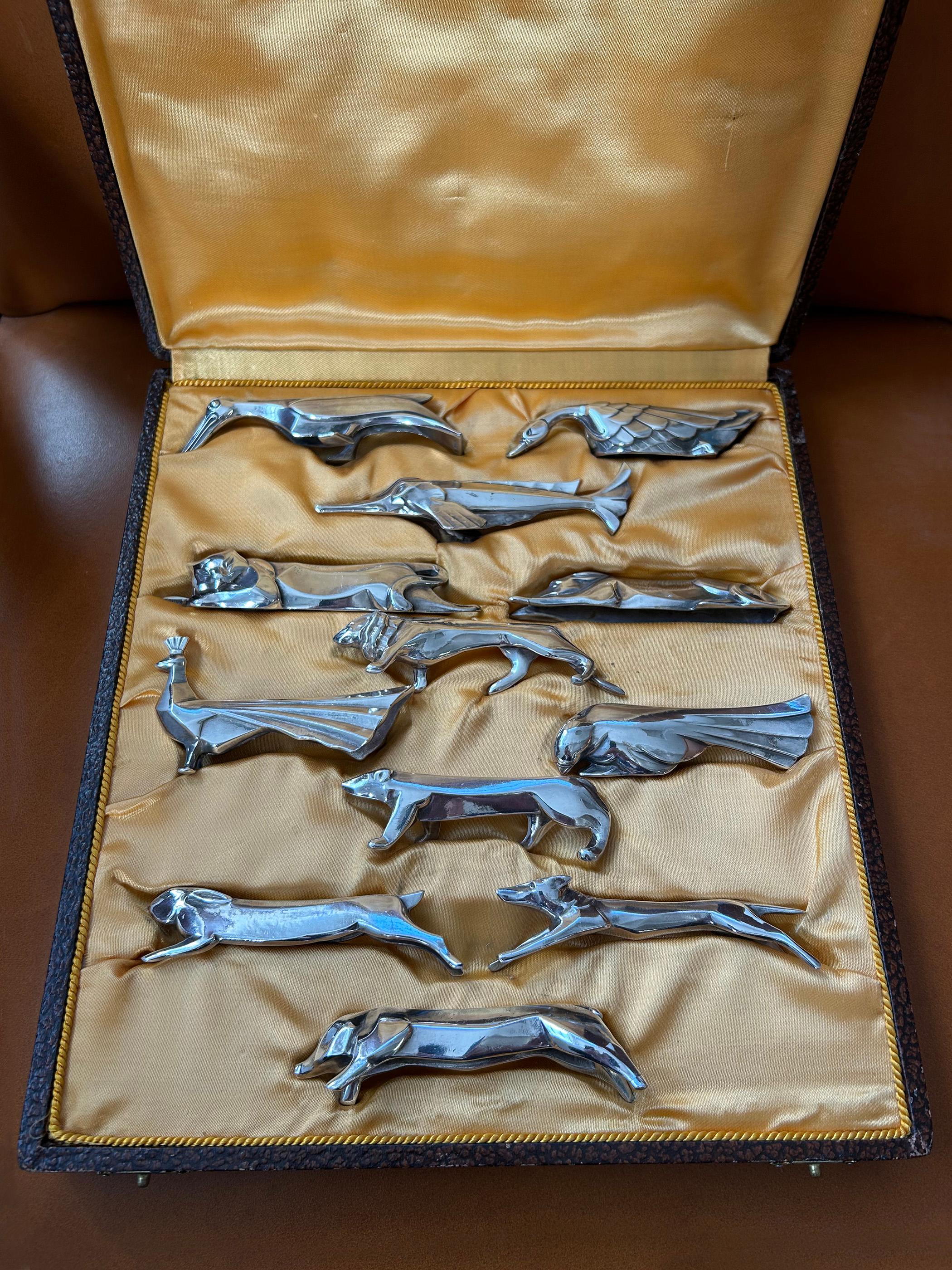 Set of 12 Fine French Art Deco Silver plated 