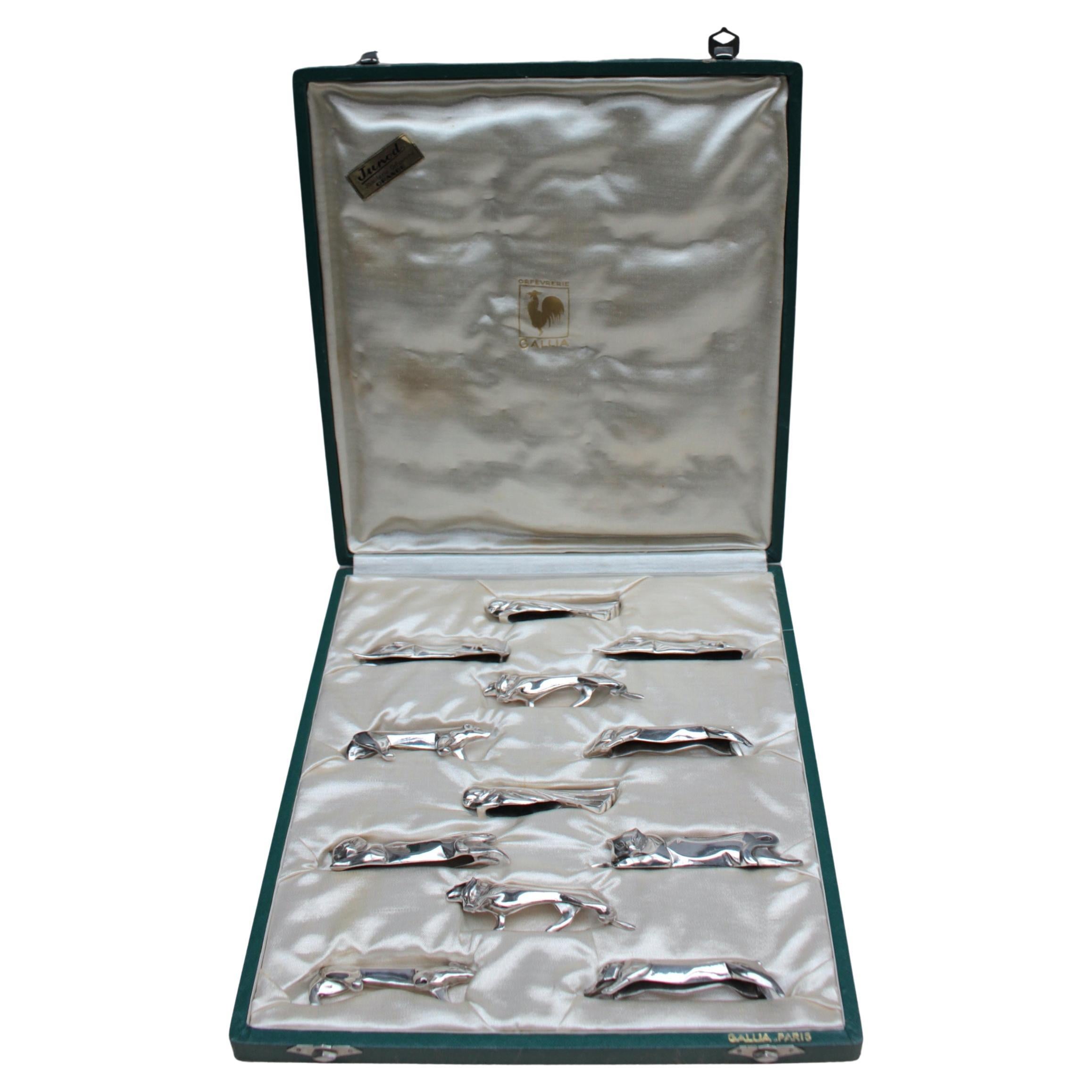 Set of 12 Fine French Art Deco Silver plated "Gallia" Knife Rests by Christofle For Sale