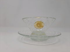 Set of 12 Finger Bolws and Saucer by Barovier & Toso, circa 1940s