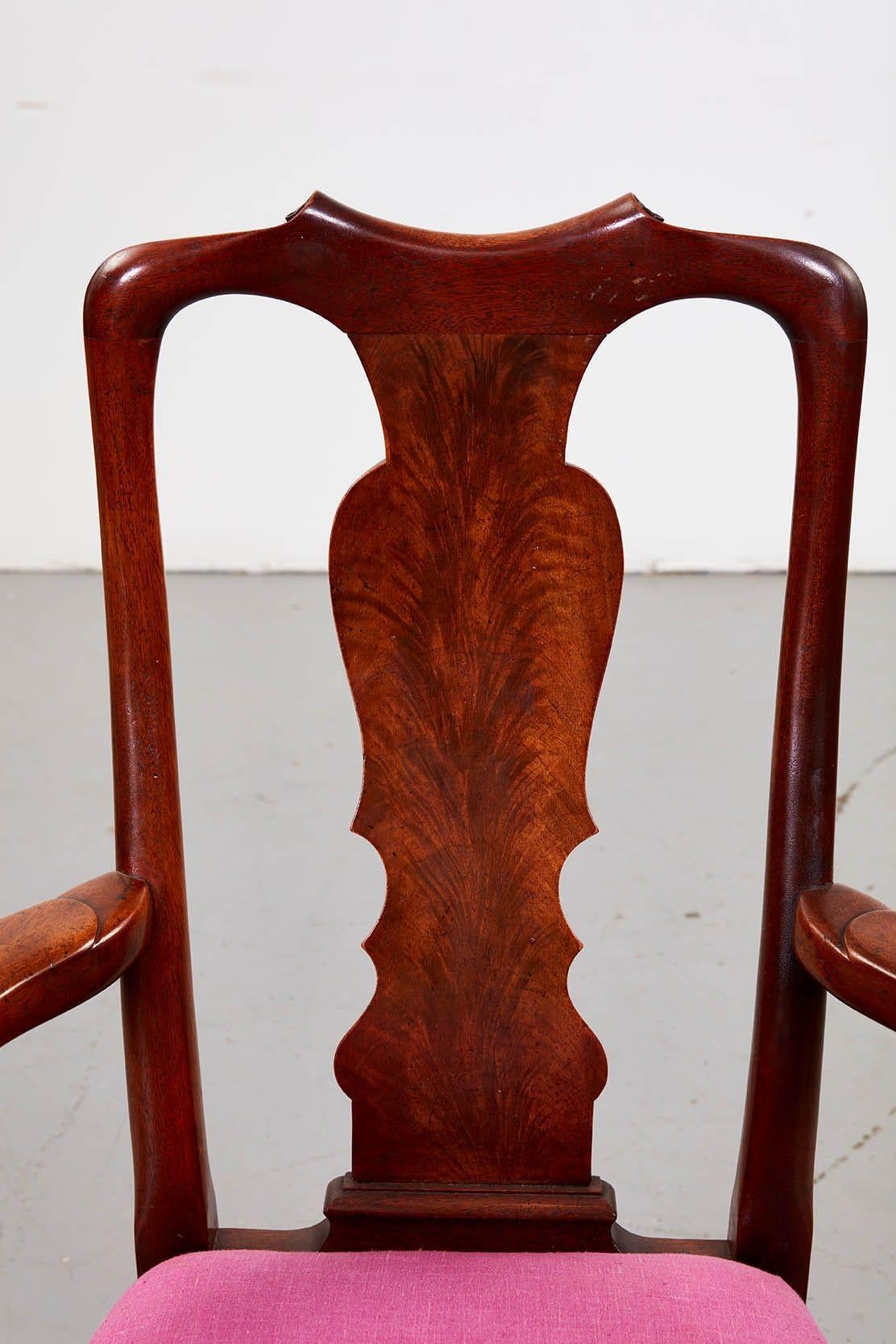 American Set of 12 Flame Walnut Dining Chairs For Sale