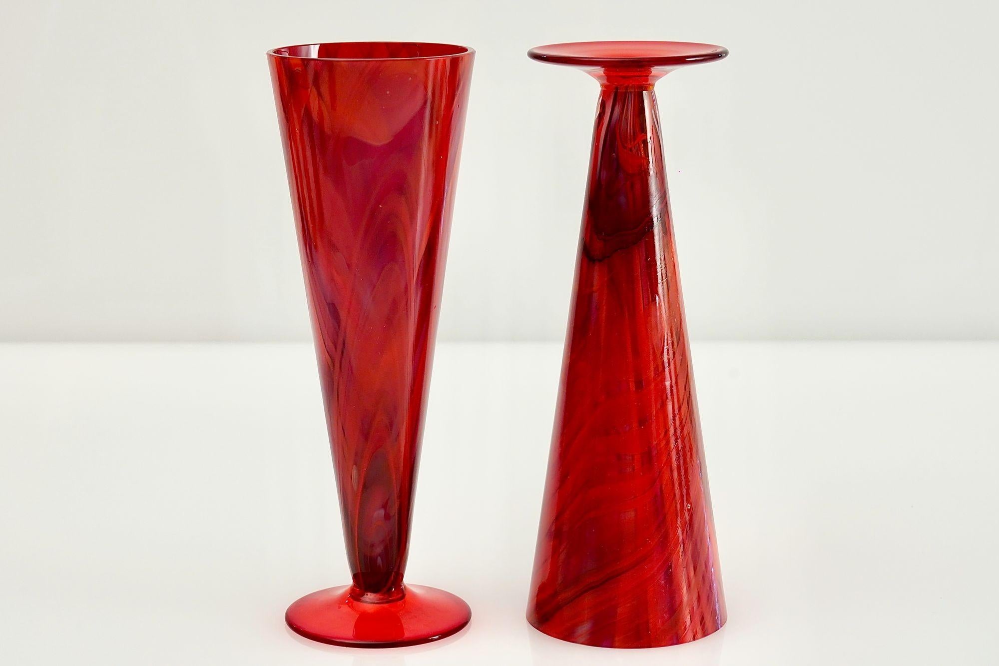 Set de 12 flûtes en verre de Murano par Cenedese, verre marbré de différentes couleurs en vente 9