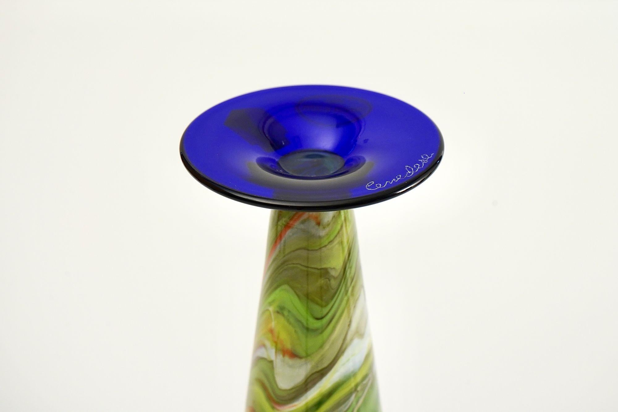 Set de 12 flûtes en verre de Murano par Cenedese, verre marbré de différentes couleurs en vente 12