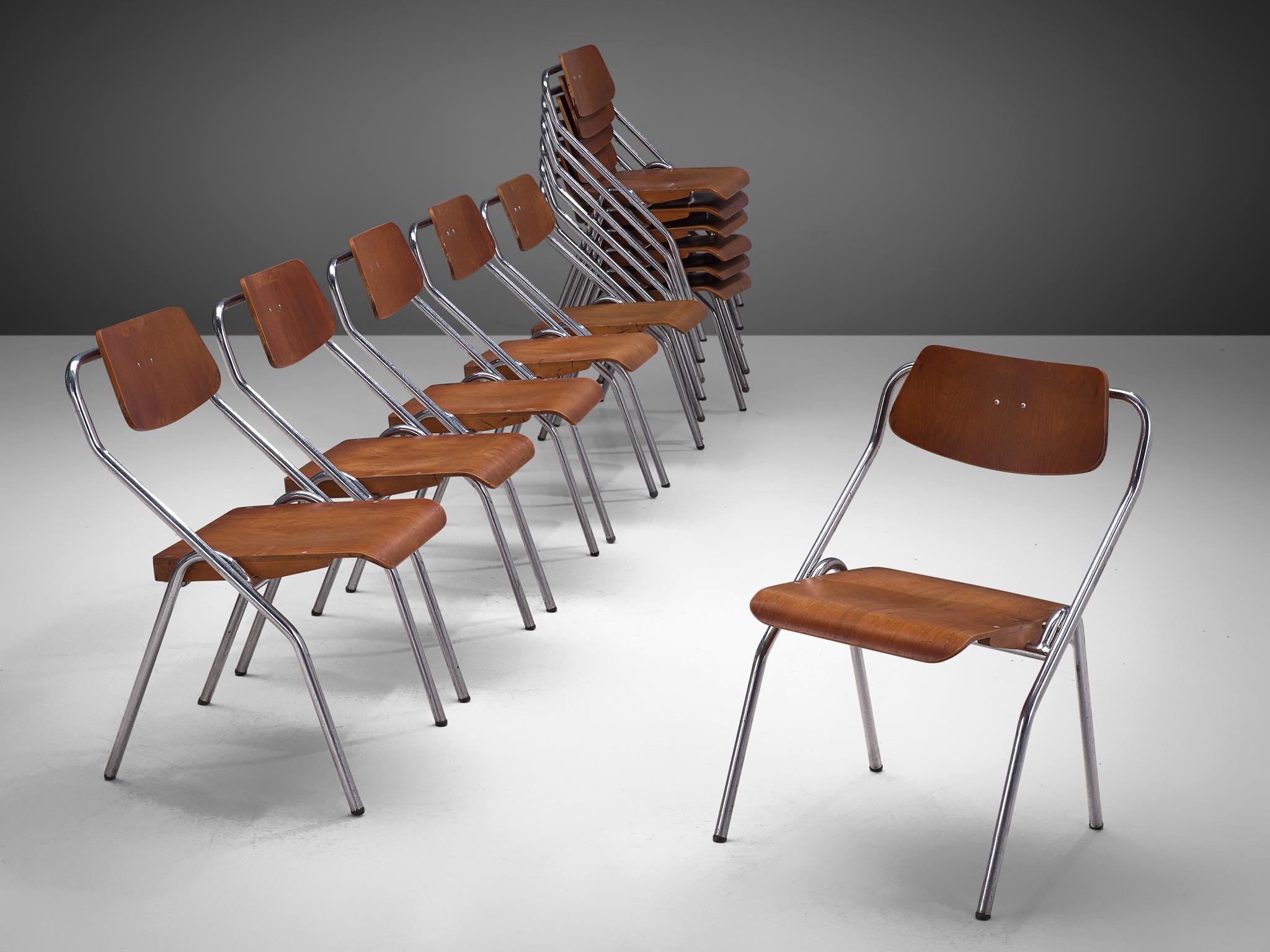 Dutch Set of Twelve Chairs with Tubular Frame