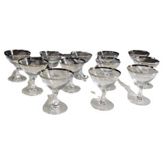 Set of 12 Fostoria wedding ring platinum ring wine / sherbet glasses