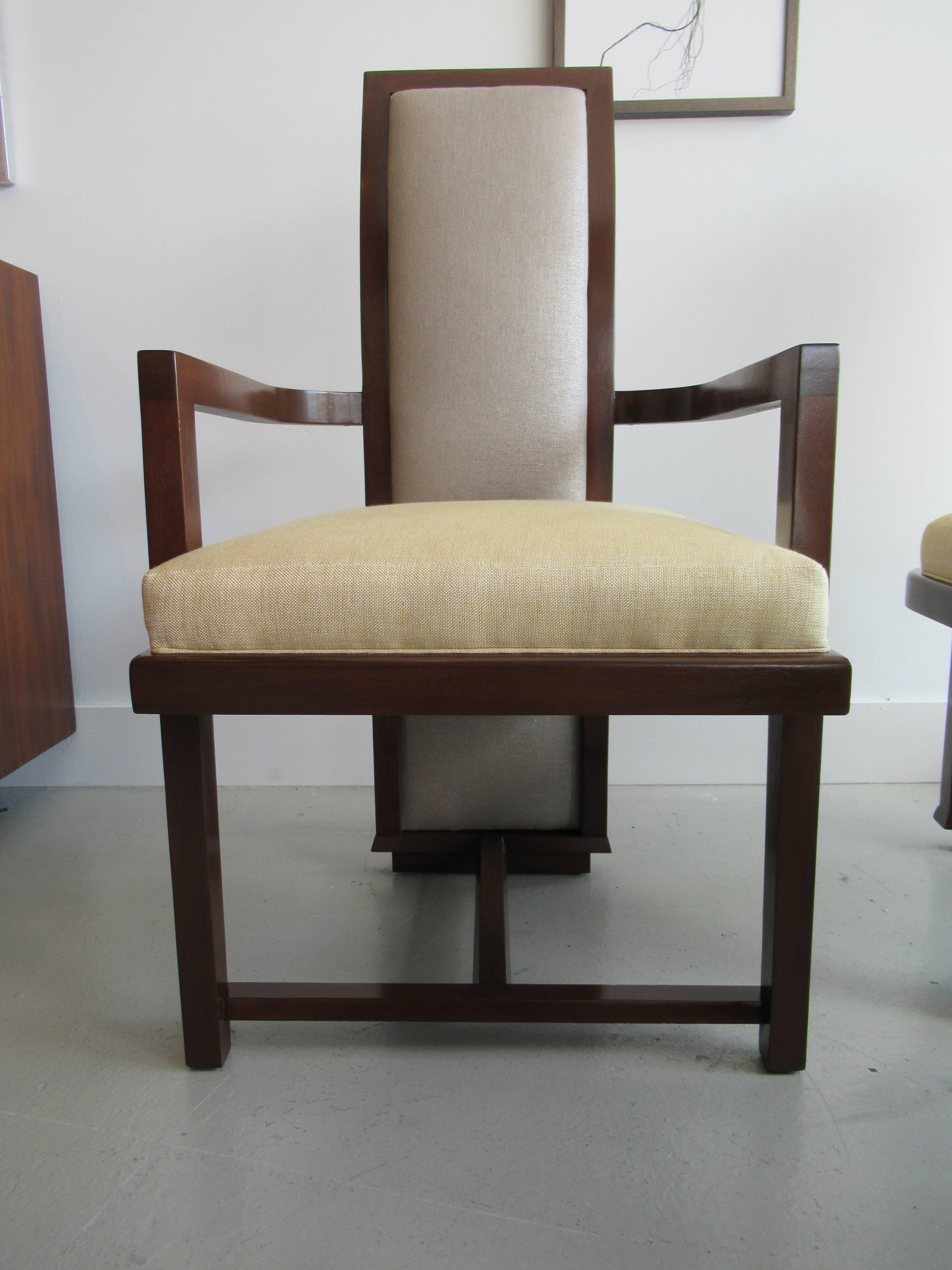 Set of 12 Frank Lloyd Wright Taliesin Collection Mahogany Dining Chairs In Excellent Condition For Sale In Hollywood, FL