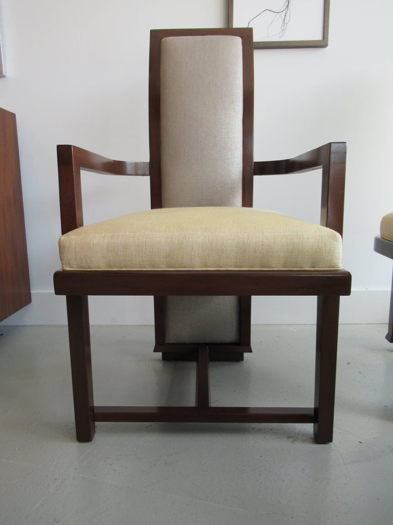Set of 12 Frank Lloyd Wright Taliesin Collection Mahogany Dining Chairs For Sale 2