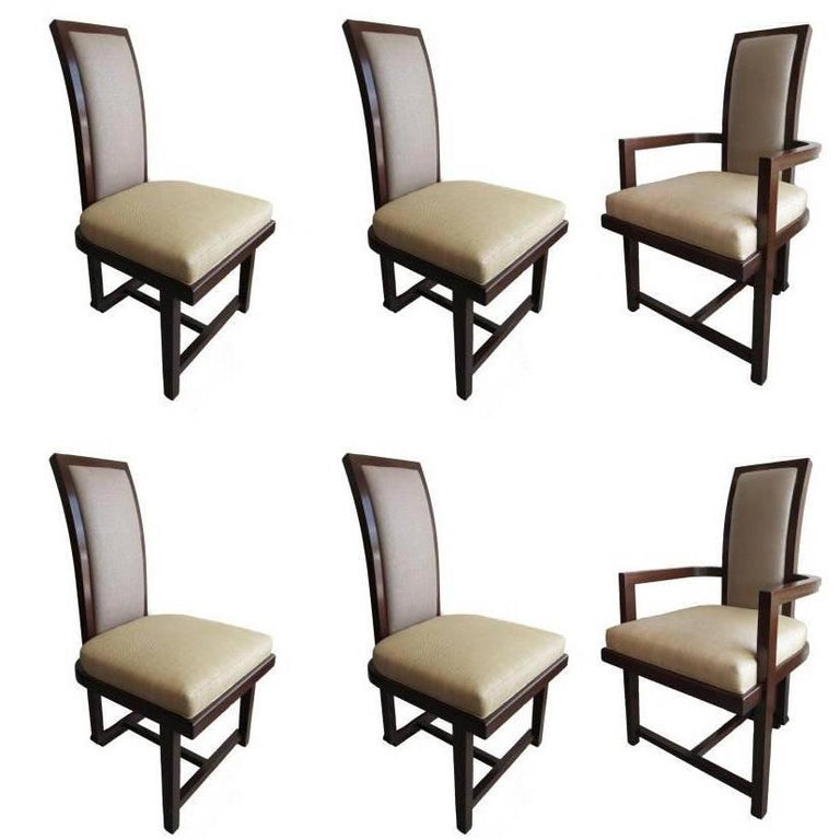 Set of 12 Frank Lloyd Wright Taliesin Collection Mahogany Dining Chairs For Sale