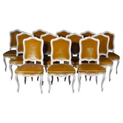 Set of 12 French 18th Century Ivory Painted Chairs