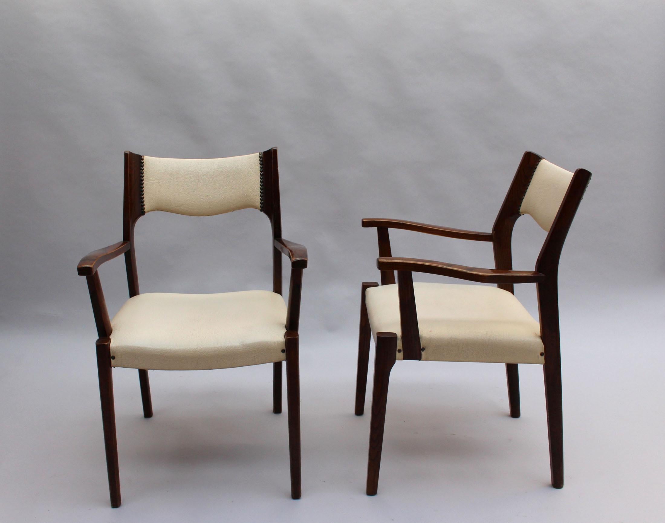 Set of 12 French Fine 1960's Elm Arm Chairs In Good Condition In Long Island City, NY