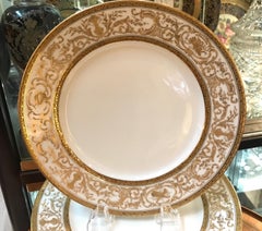 Set of 12 French Antique Raised Gilt Plates, circa 1900