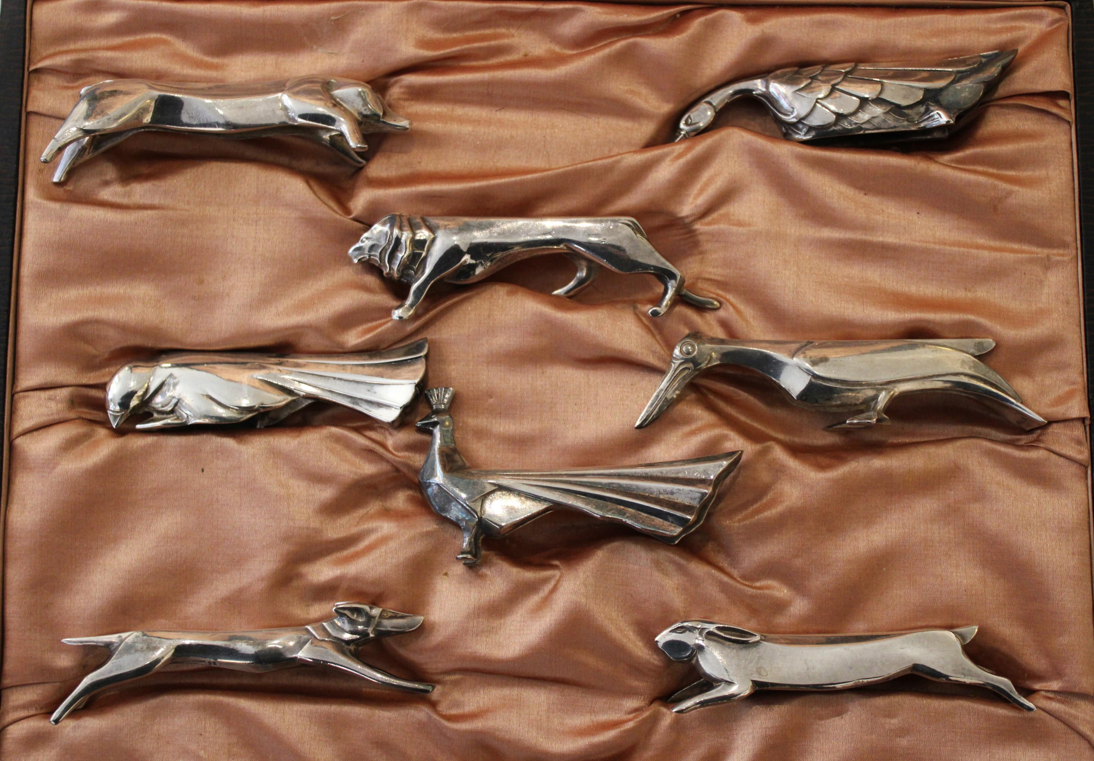 French Set of 12 french Art Deco silver plated 
