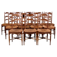 Set of 12 French Country Ladder Back Dining Chairs