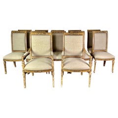 Set of '12' French Gilt Wood Neoclassical Style Dining Chairs