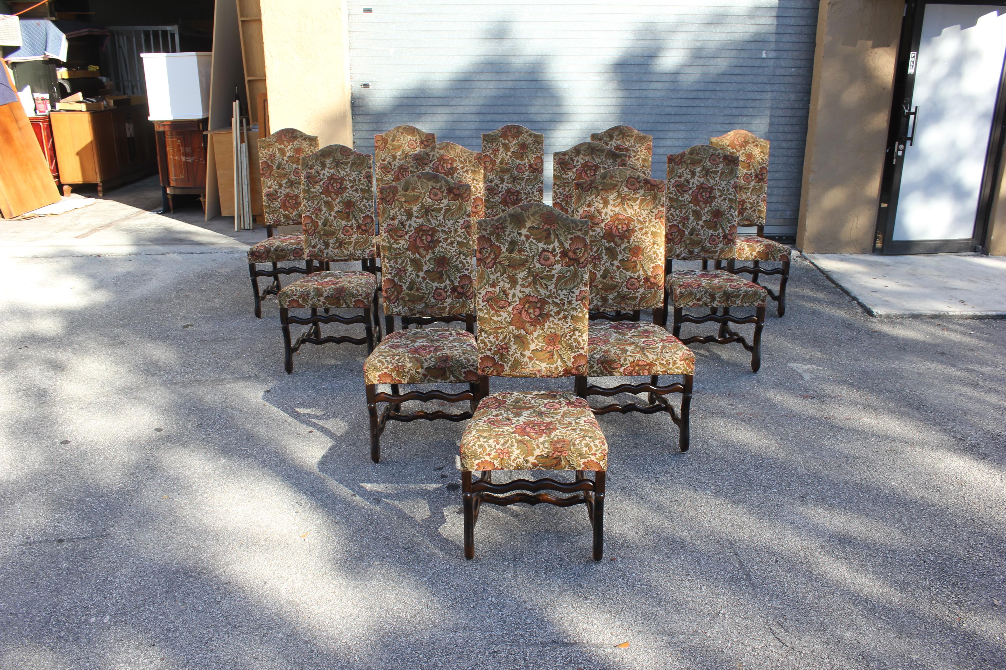 Set of 12 French Louis XIII Style Os De Mouton Dining Chairs 1900 Th Century.  14
