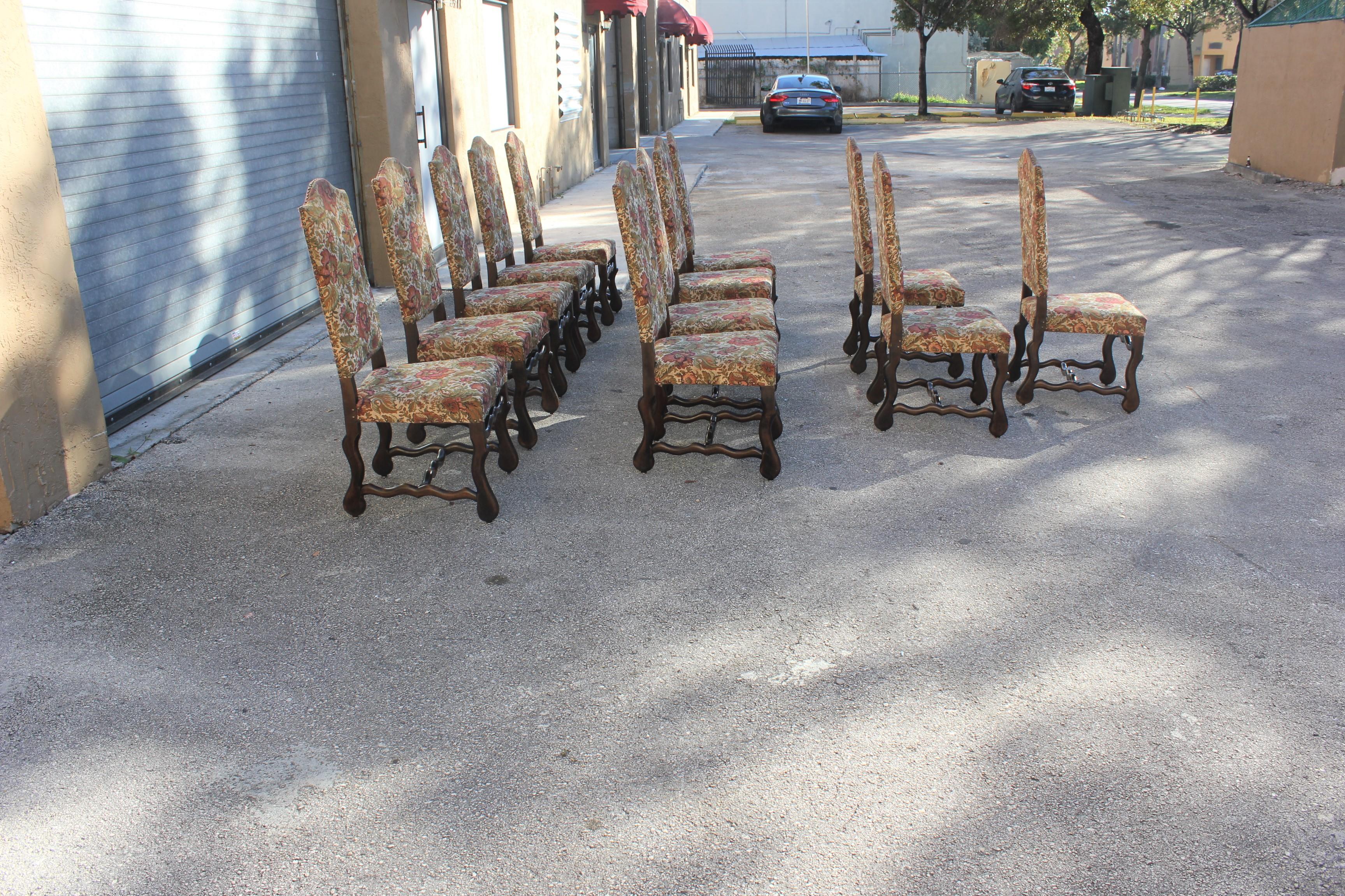 Early 20th Century Set of 12 French Louis XIII Style Os De Mouton Dining Chairs 1900 Th Century. 
