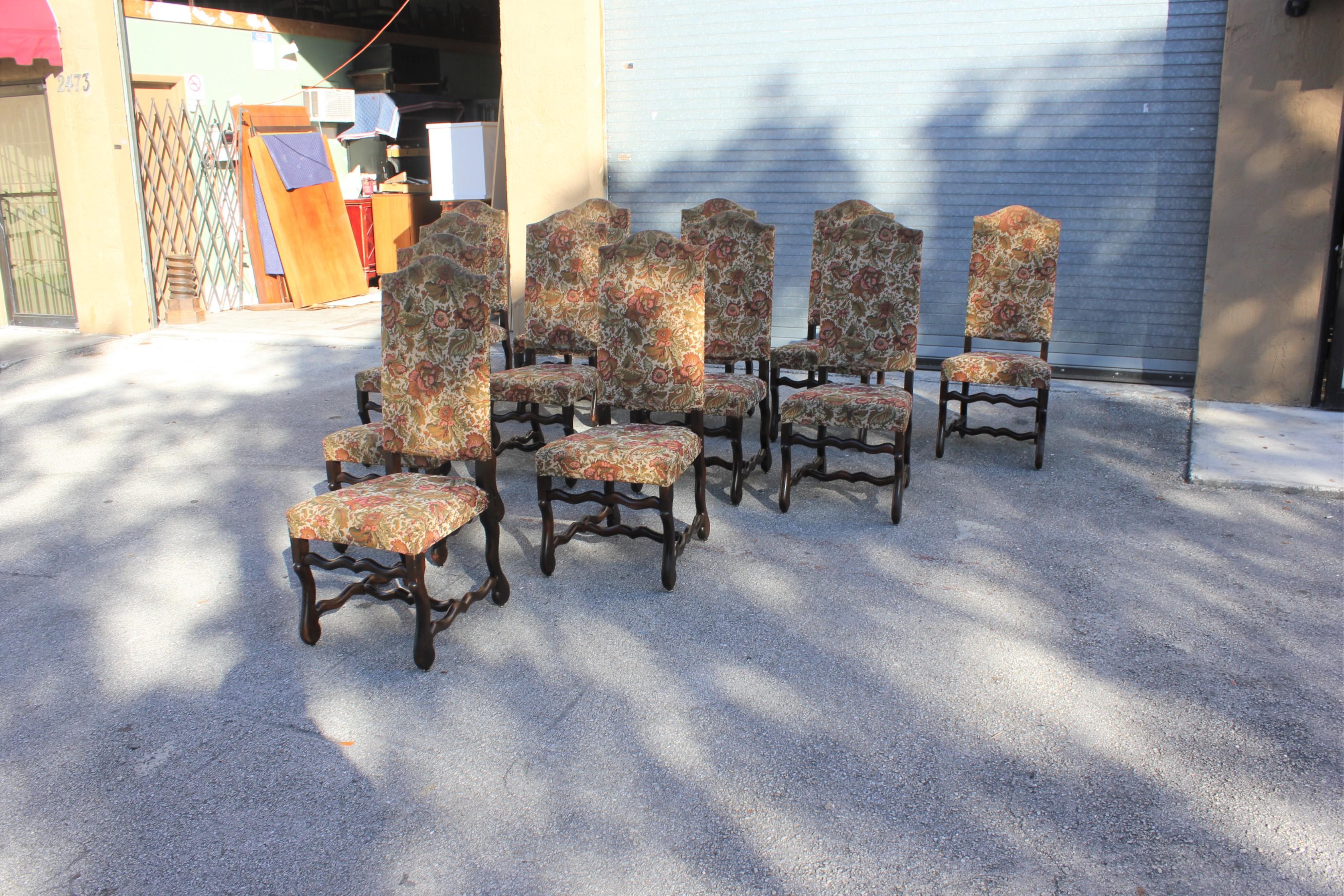 Set of 12 French Louis XIII Style Os De Mouton Dining Chairs 1900 Th Century.  1
