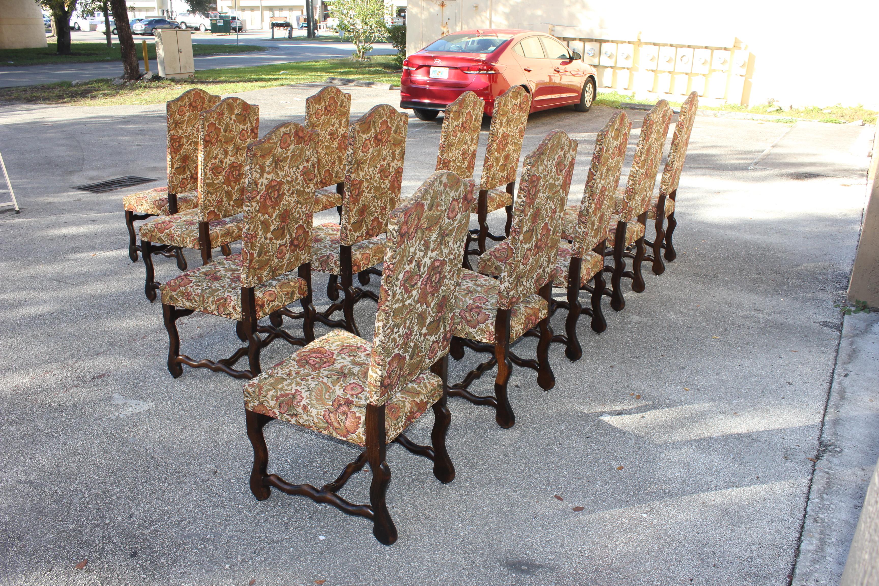 Set of 12 French Louis XIII Style Os De Mouton Dining Chairs 1900 Th Century.  2
