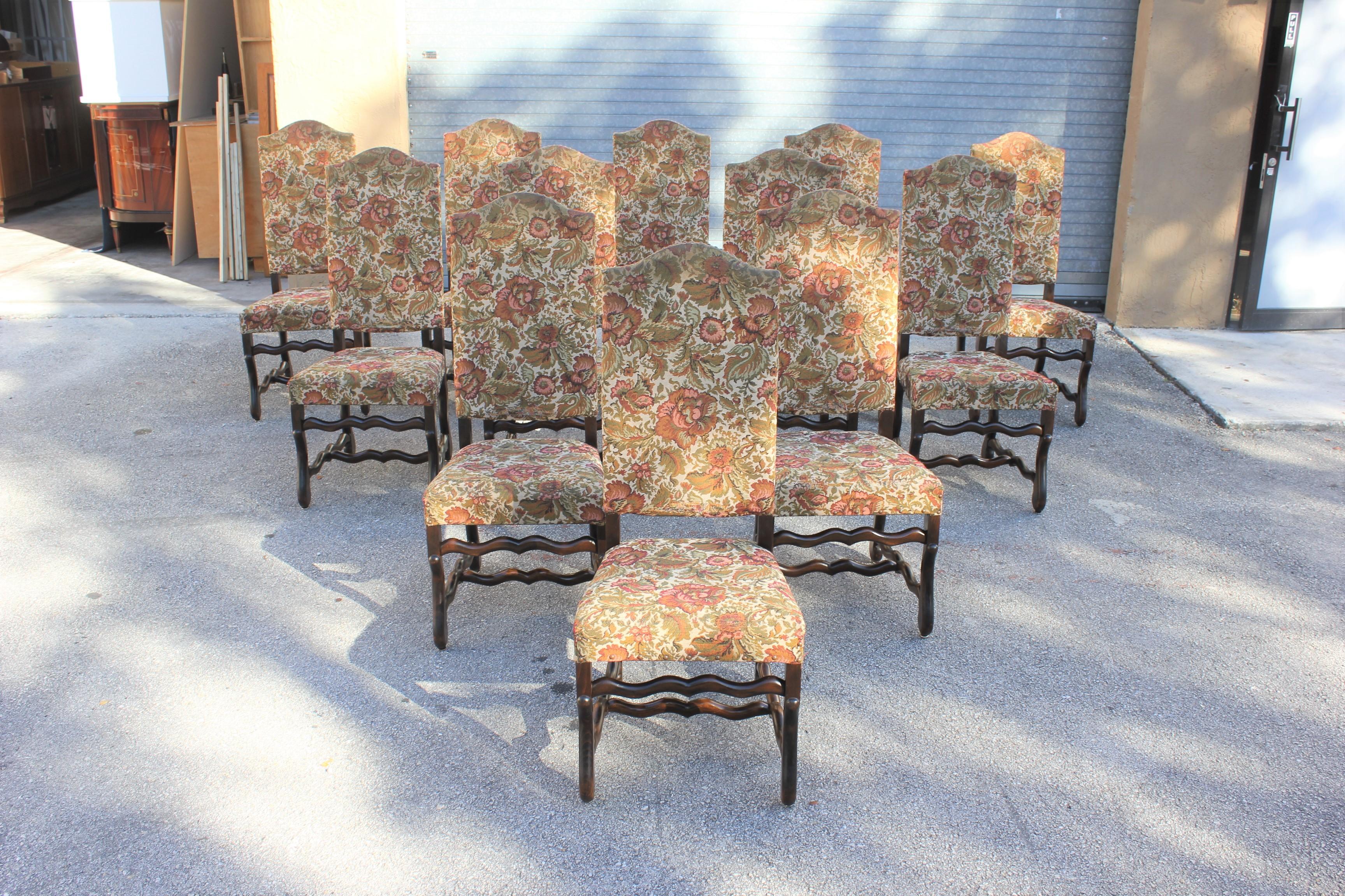 Set of 12 French Louis XIII Style Os De Mouton Dining Chairs 1900 Th Century.  3