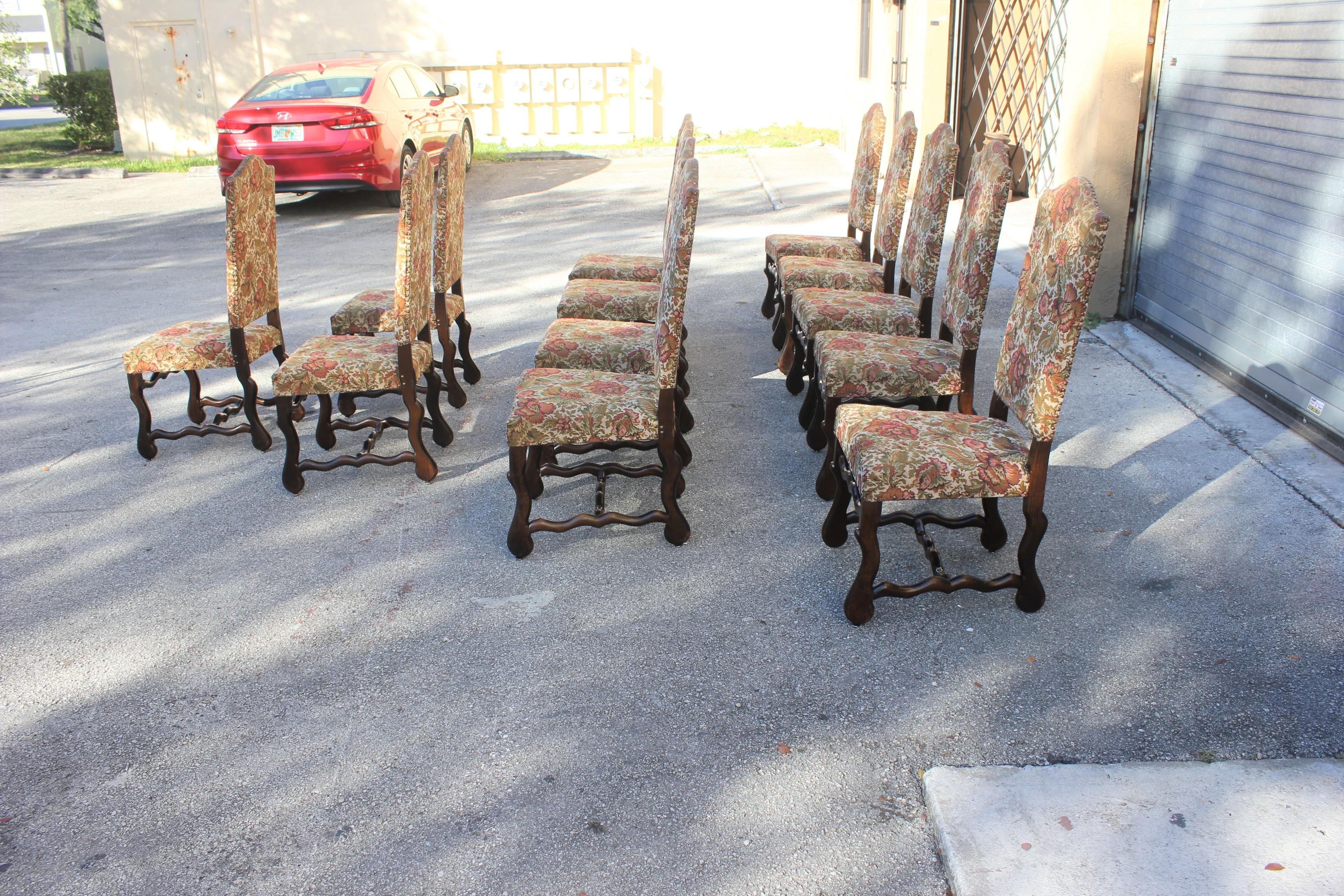 Set of 12 French Louis XIII Style Os De Mouton Dining Chairs 1900 Th Century.  4