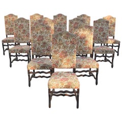 Set of 12 French Louis XIII Style Os De Mouton Dining Chairs 1900 Th Century.