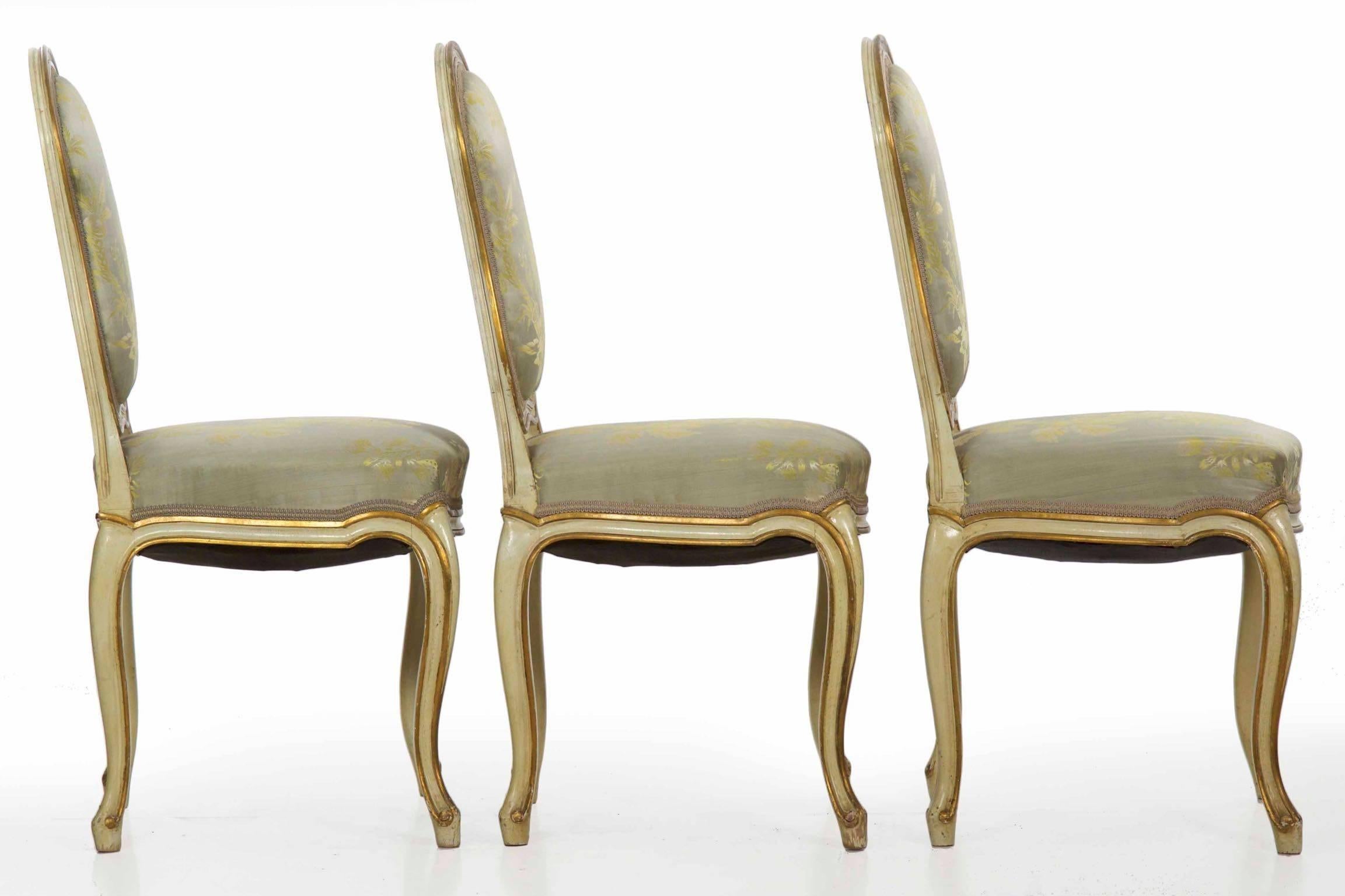 Set of 12 French Louis XV Style Painted Dining Chairs, Early 20th Century 6