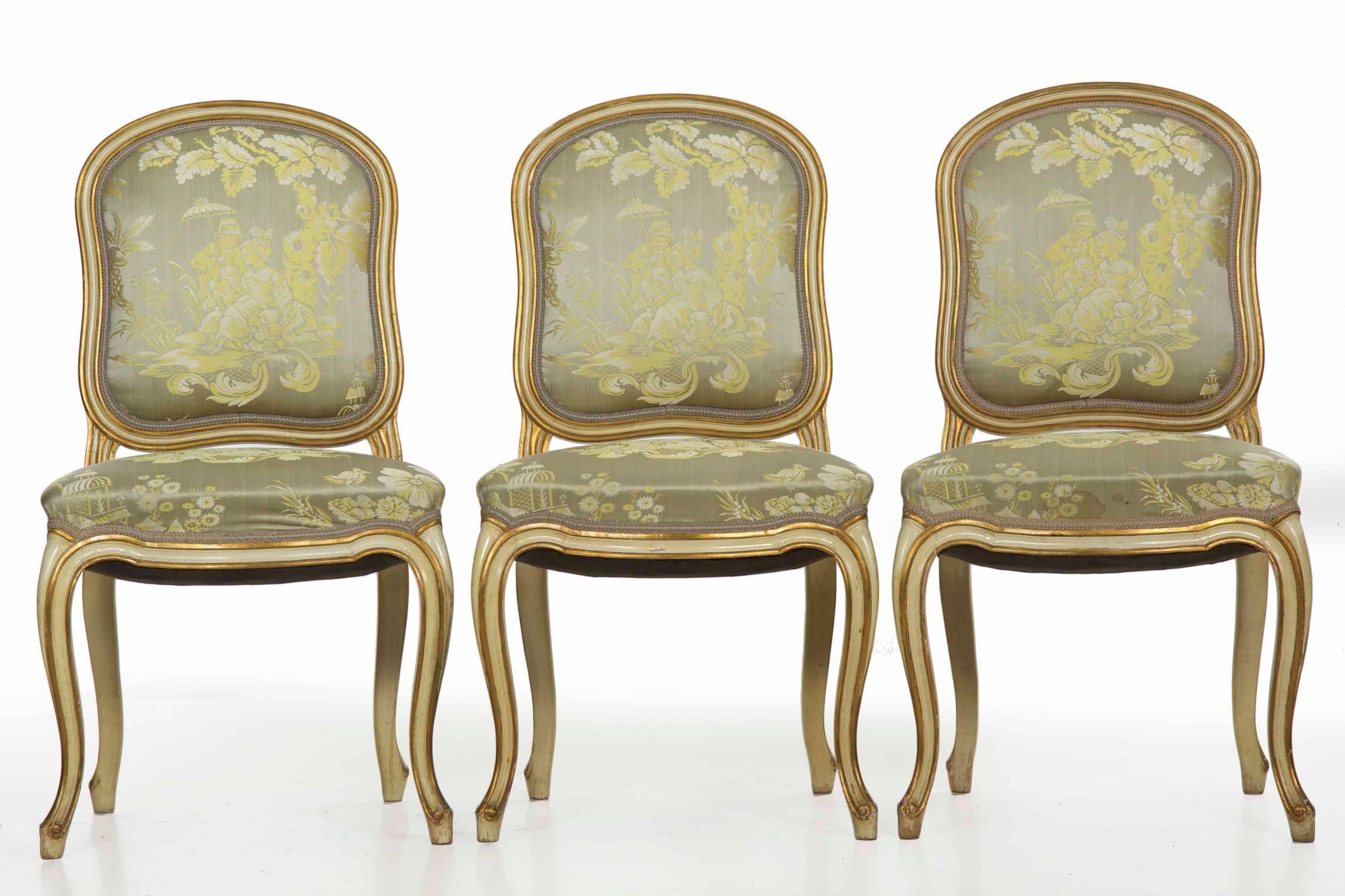 Set of 12 French Louis XV Style Painted Dining Chairs, Early 20th Century 8
