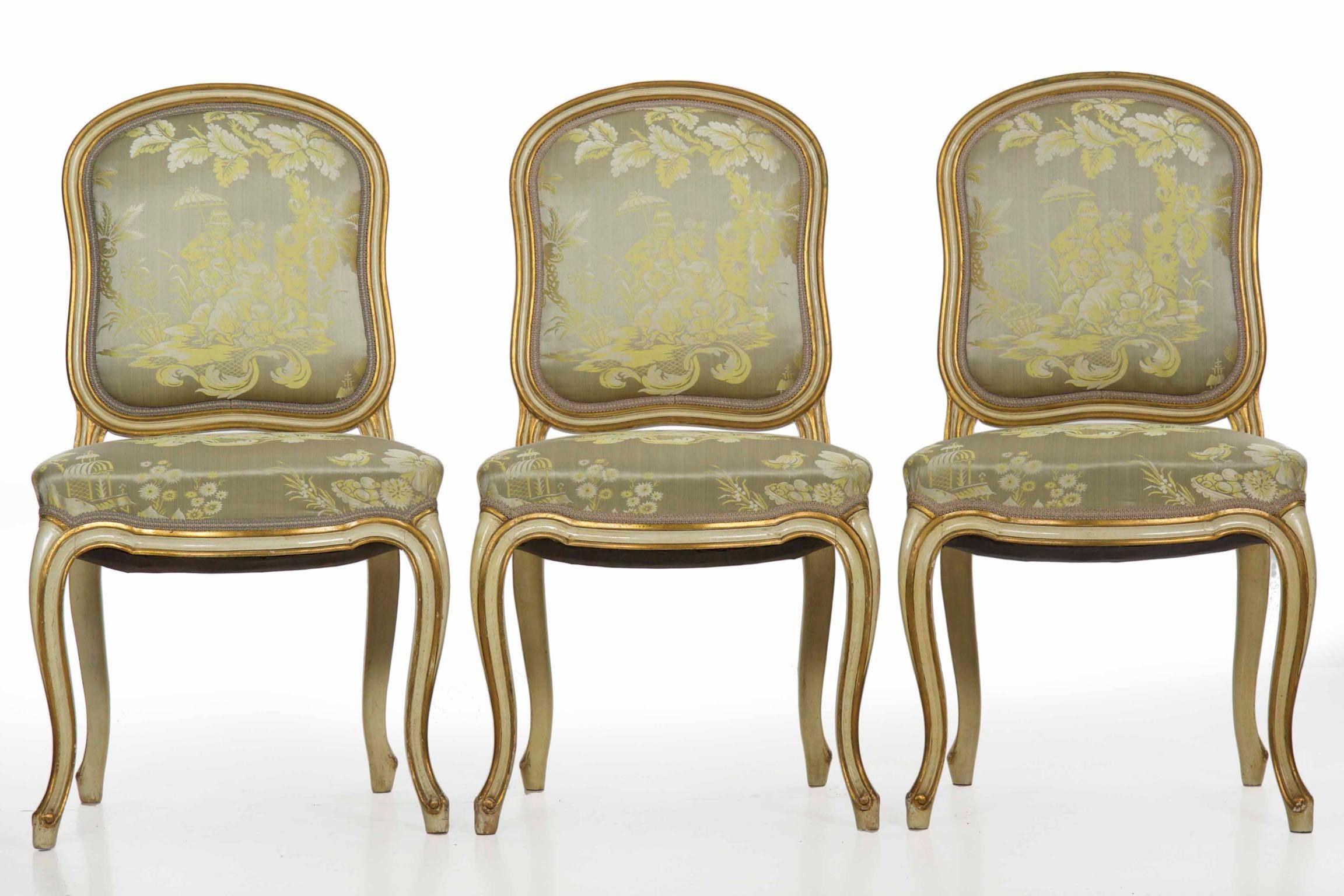 Set of 12 French Louis XV Style Painted Dining Chairs, Early 20th Century 3